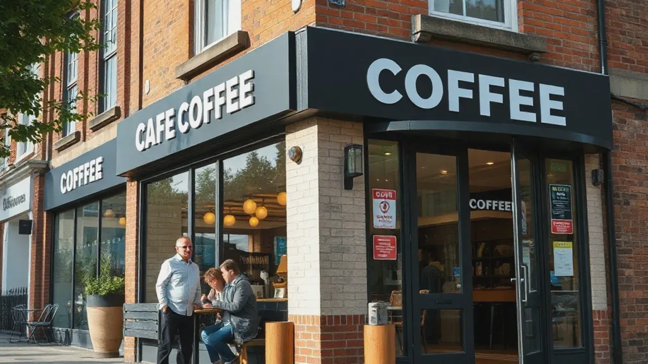 The building and ground relevant to drinking coffee in Manchester