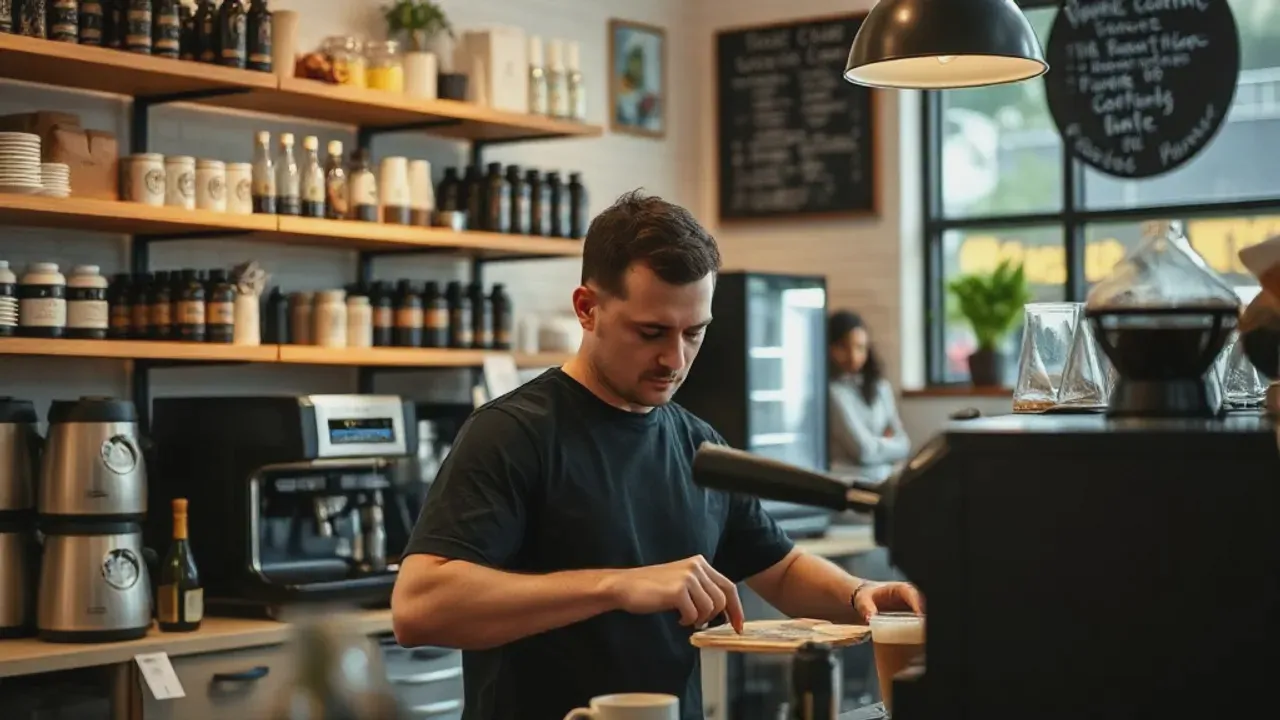 A professional carrying out Manchester city-centre coffee scene near Manchester